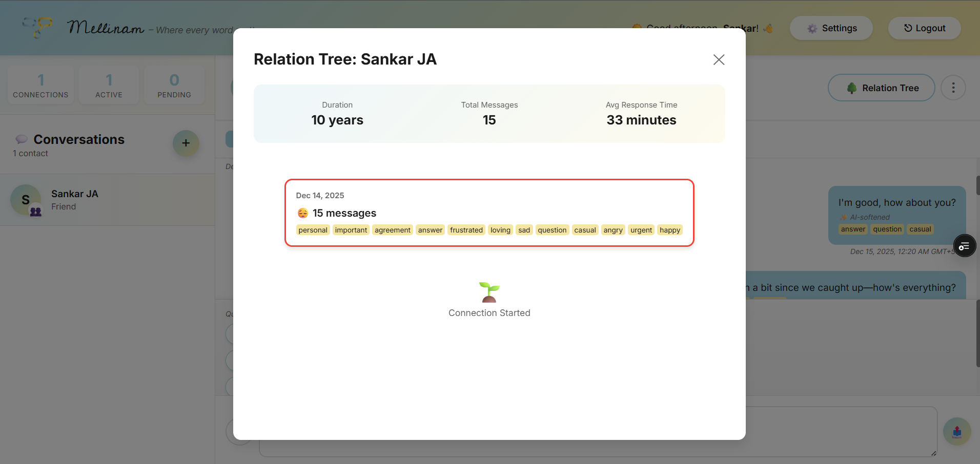 Mellinam AI Message Filtering Interface